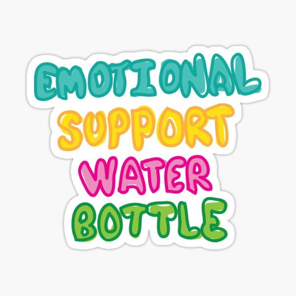 Item preview, Emotional support water bottle cute colorful typography designed and sold by fluffyfamcraft.