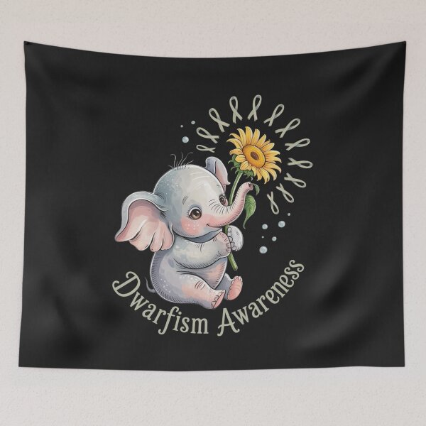 Item preview, DWARFISM AWARENESS Cute Elephant Sunflower Green Ribbon designed and sold by ConceptualVibes.