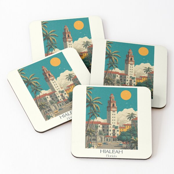 Item preview, Hialeah Florida Vintage Travel Poster | City of Progress Art designed and sold by TuncGK.
