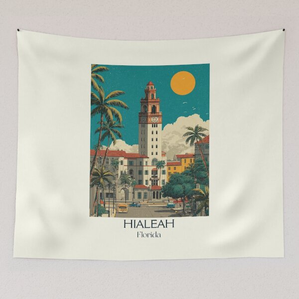 Item preview, Hialeah Florida Vintage Travel Poster | City of Progress Art designed and sold by TuncGK.
