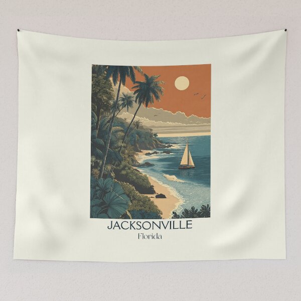 Item preview, Jacksonville Florida Retro Travel Poster | First Coast Art designed and sold by TuncGK.