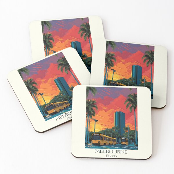 Item preview, Melbourne Florida Retro Poster | Space Coast Sunset Art designed and sold by TuncGK.