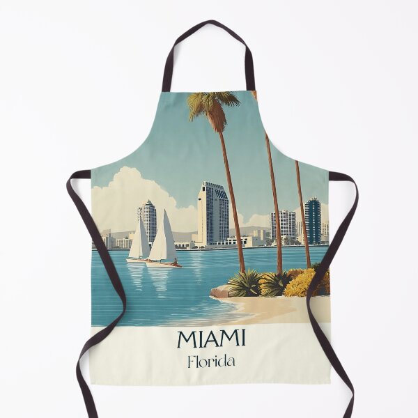 Item preview, Miami Florida Vintage Travel Poster | Skyline & Biscayne Bay designed and sold by TuncGK.