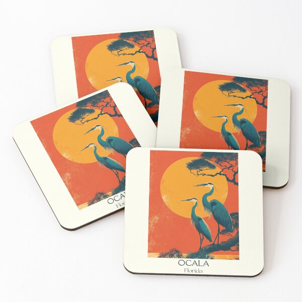 Item preview, Ocala Florida Vintage Poster | Great Blue Heron Nature Art designed and sold by TuncGK.