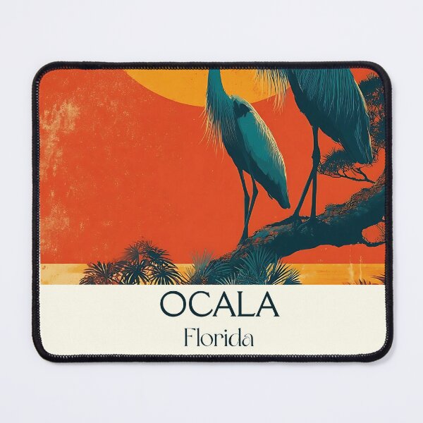 Item preview, Ocala Florida Vintage Poster | Great Blue Heron Nature Art designed and sold by TuncGK.