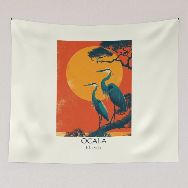 Item preview, Ocala Florida Vintage Poster | Great Blue Heron Nature Art designed and sold by TuncGK.