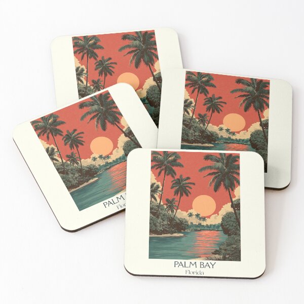 Item preview, Palm Bay Florida Retro Poster | Space Coast Sunset Art designed and sold by TuncGK.