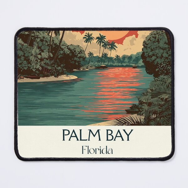 Item preview, Palm Bay Florida Retro Poster | Space Coast Sunset Art designed and sold by TuncGK.