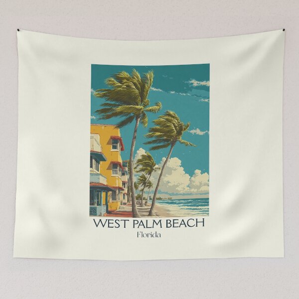 Item preview, West Palm Beach Florida Retro Travel Poster | SoFlo Art designed and sold by TuncGK.