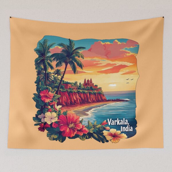 Item preview, Varkala, India – Sunset Cliffs and Temples designed and sold by Myra365Art.