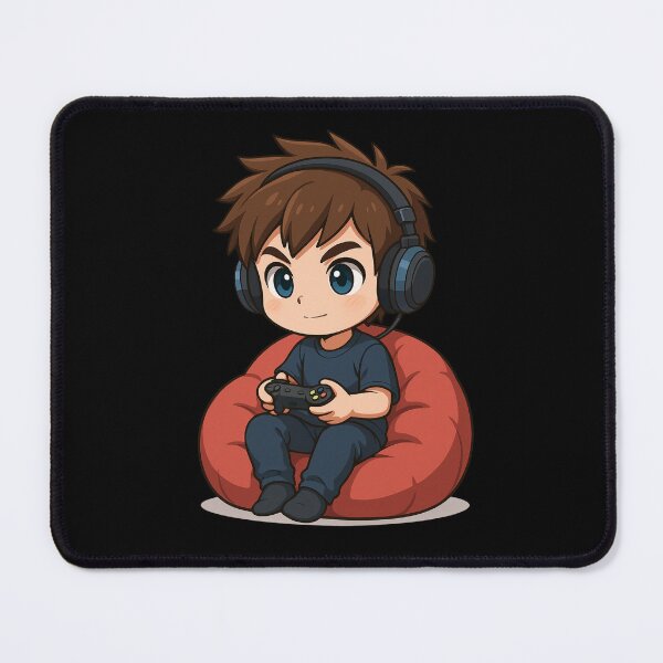 Item preview, Chibi Gamer Boy with Headphones Sitting on Beanbag – Cute Anime Gaming Design designed and sold by ColorSplash123.