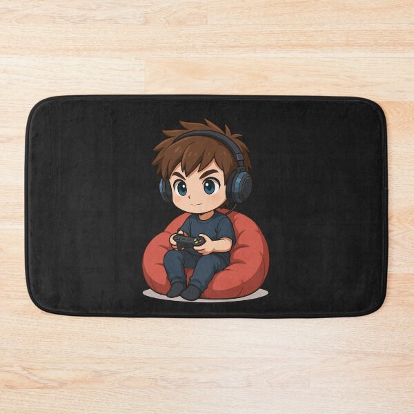 Item preview, Chibi Gamer Boy with Headphones Sitting on Beanbag – Cute Anime Gaming Design designed and sold by ColorSplash123.