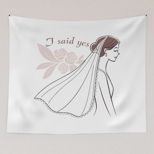 Item preview, A beautiful bride with the words " I said yes" designed and sold by Merrylands Artshop.