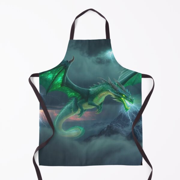 Item preview, Dramatic Emerald Dragon & Stormy Mountain Range designed and sold by Emmachenn / WineDronk Shop.