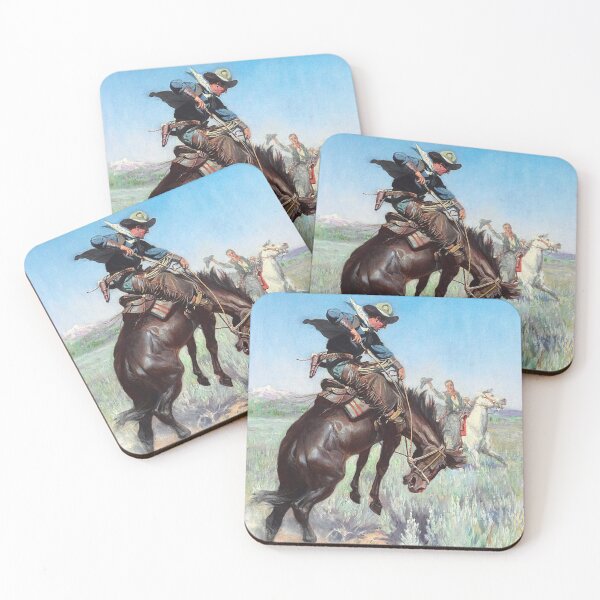 Item preview, Cowboys In Desert - Vintage American Western Painting designed and sold by VintageSpaceArt.