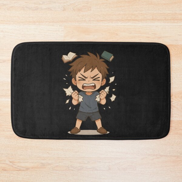 Item preview, Haru the Homework Hater – Frustrated Chibi Anime Boy Tearing Papers with Flying Books designed and sold by ColorSplash123.
