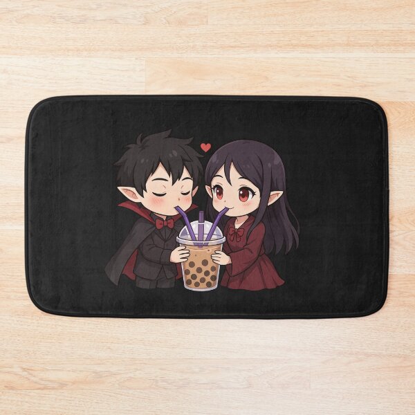Item preview, Chibi Vampire Couple Sharing Bubble Tea – Cute Kawaii Anime Romance Design designed and sold by ColorSplash123.