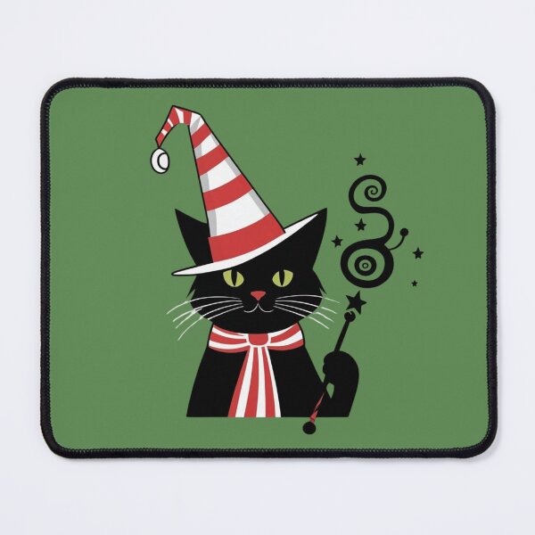 Item preview, A mischievous black cat dressed as a witch, complete with a pointy hat and a magic wand, ready to cast spells and stir up some Halloween fun! designed and sold by AddyTae.