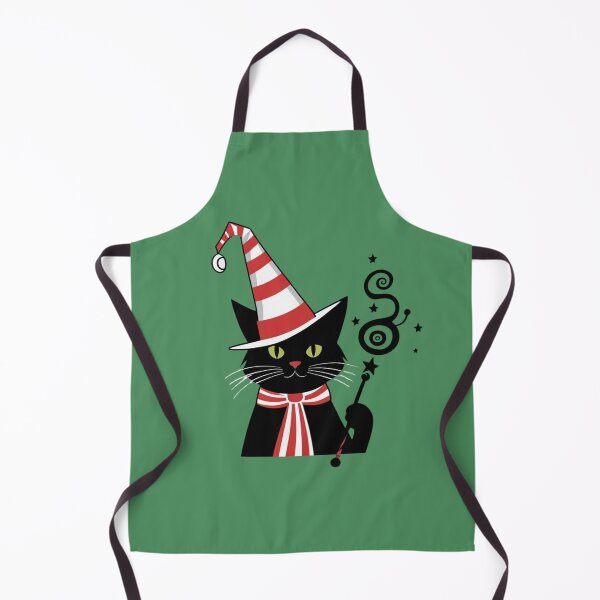 Item preview, A mischievous black cat dressed as a witch, complete with a pointy hat and a magic wand, ready to cast spells and stir up some Halloween fun! designed and sold by AddyTae.