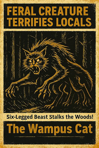 Wampus Cat vintage tabloid artwork
