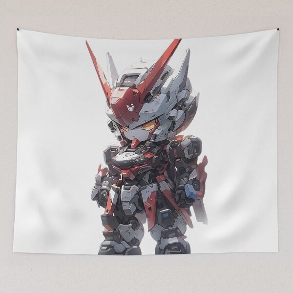 Item preview, Chibi Mecha Warrior – Red & White Armored Anime Robot designed and sold by Dyan4.
