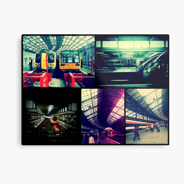Trains Collage Metal Print
