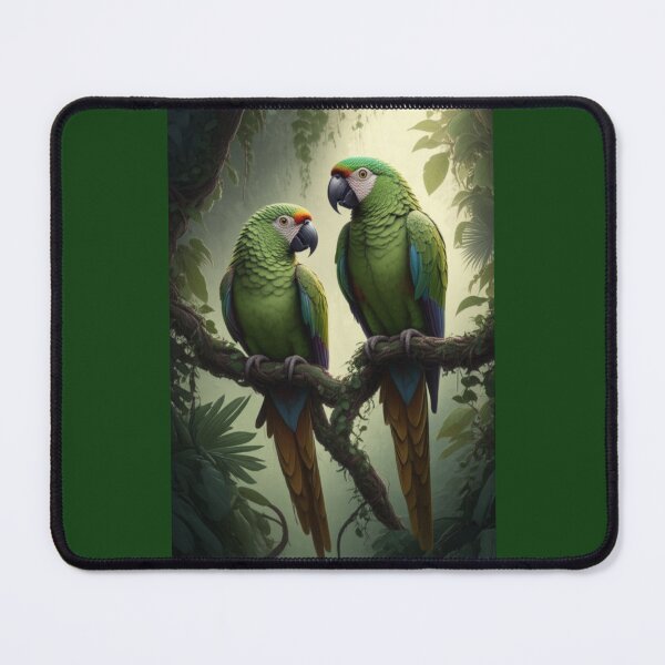 Item preview, Tropical Green Parrot Pair in Lush Jungle designed and sold by PrintBreeze.