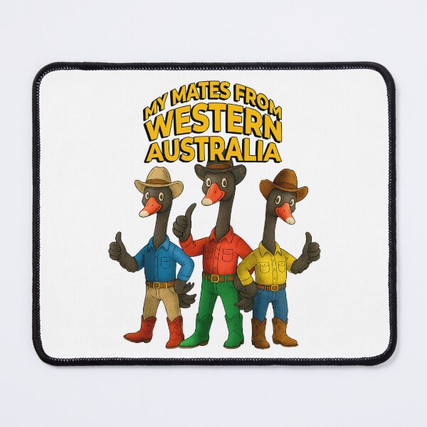 Item preview, My Australian Mates – Cute Western Australia Black Swan Mates – Aussie Cartoon Cowboy Trio Animals Cartoon Illustration designed and sold by Michael van der Hoorn.