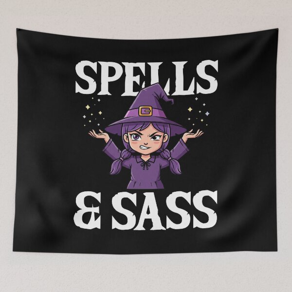 Item preview, SPELLS AND SASS - WITH HALLOWEEN designed and sold by KEF Custom.