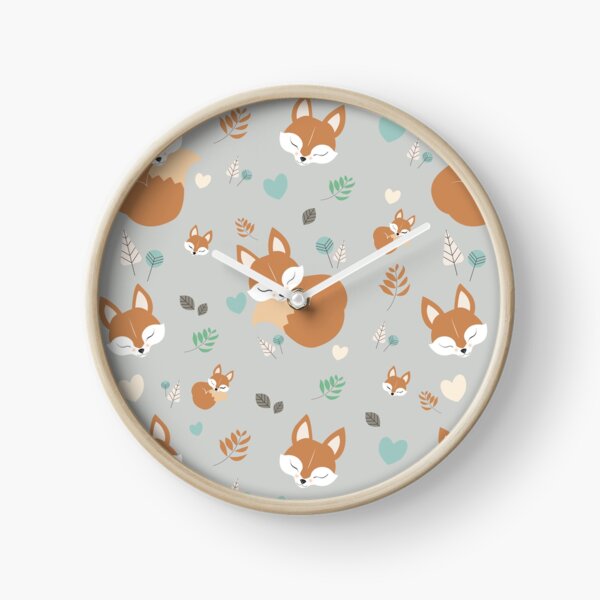 Sleepy Fox Pattern in The Cartoon Woodland Clock