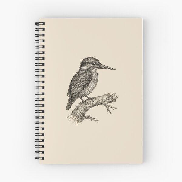 Item preview,  Kingfisher Vintage Fauna Illustration black and white designed and sold by Edith Leyster.