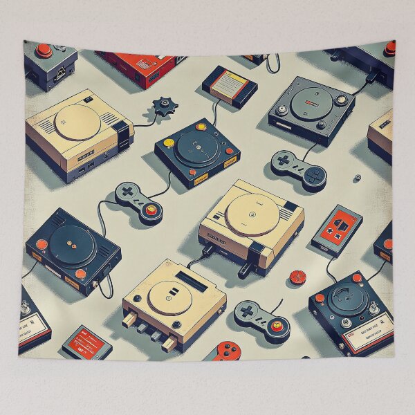 Item preview,  Retro Gaming and Play Stations in a Seamless Pattern designed and sold by Huskyyy Designs.