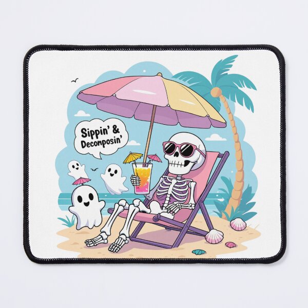 Item preview, Sippin’ & Decomposin’ – Funny Beach Skeleton Halloween Art designed and sold by mythasia.