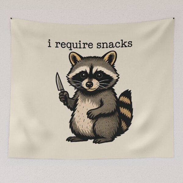Item preview, I Require Snacks Raccoon Pop Art Snack Demand designed and sold by rafalZielinski.