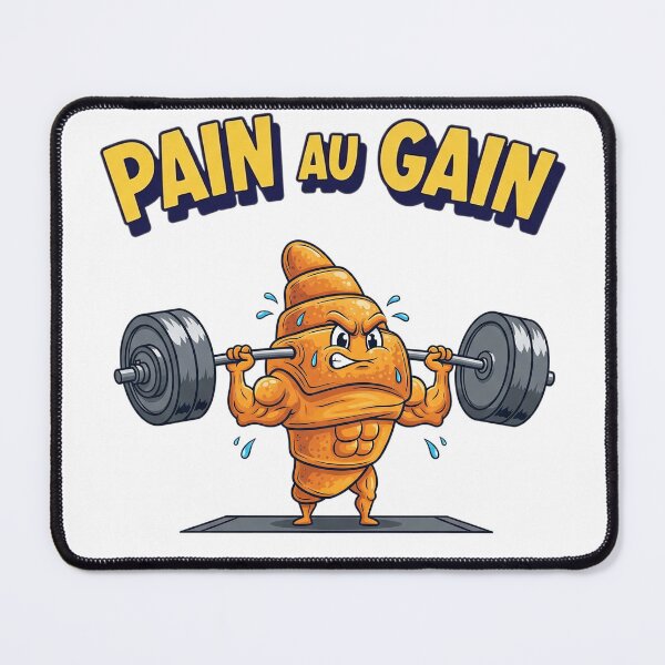 Item preview, Muscular Croissant Lifting Weights Cartoon Art designed and sold by WittyNest Studio.