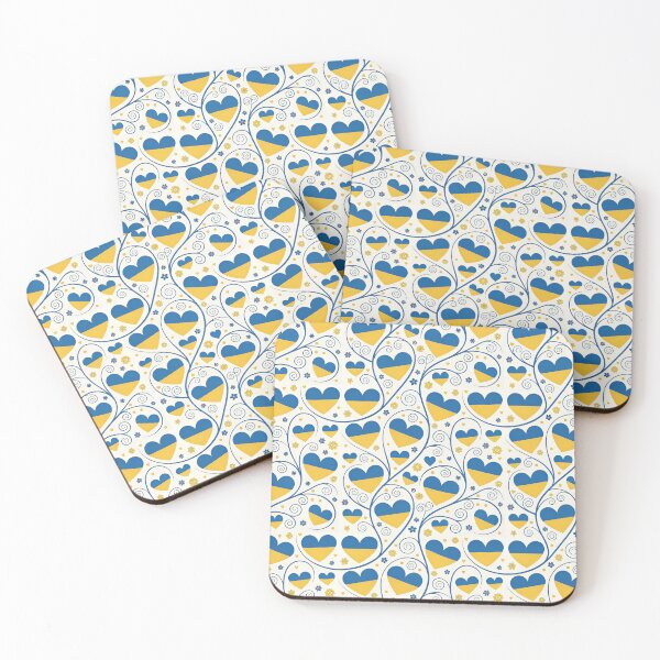 Item preview, Ukraine Flag Hearts Pattern with Floral Vines. designed and sold by RGShirtWorks.