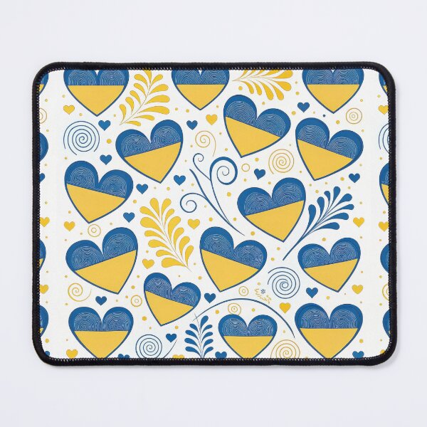 Item preview, Ukrainian Flag Hearts Seamless Pattern with Floral Elements. designed and sold by RGShirtWorks.