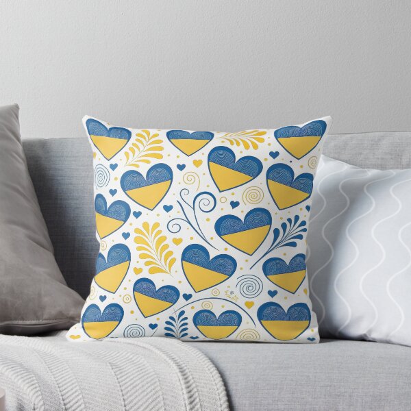 Item preview, Ukrainian Flag Hearts Seamless Pattern with Floral Elements. designed and sold by RGShirtWorks.