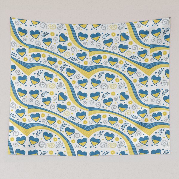 Item preview, Love Ukraine Pattern: Hearts, Flowers, and Blue-Yellow Colors. designed and sold by RGShirtWorks.