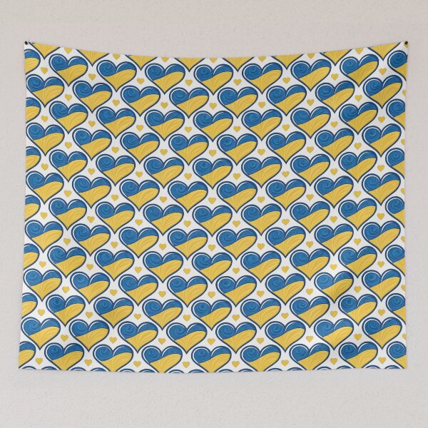 Item preview, Ukraine Flag Hearts Seamless Pattern with Yellow Accents. designed and sold by RGShirtWorks.