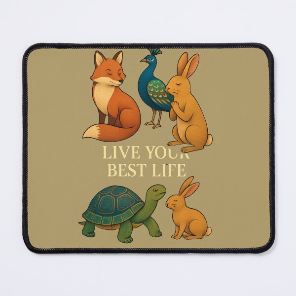 Item preview, Live Your Best Life – Cute Vintage Animal Inspiration Quote Art designed and sold by Inkora-Art.