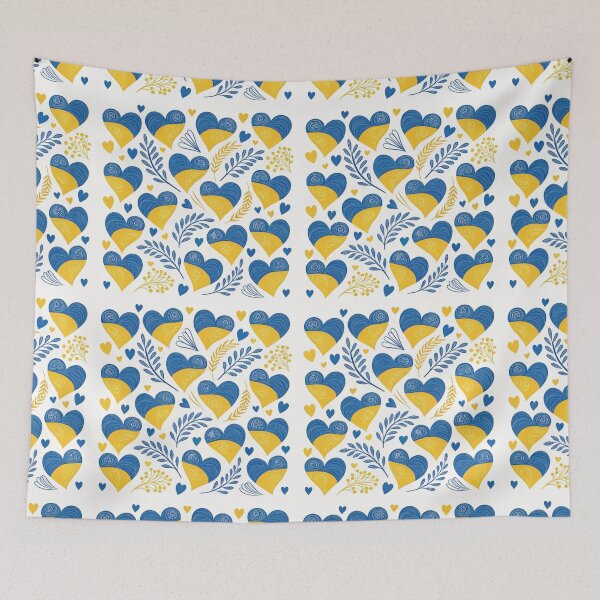 Item preview, Ukrainian Flag Hearts Seamless Pattern. designed and sold by RGShirtWorks.