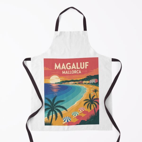 Item preview, Magaluf Mallorca Spain Retro Vintage Sunset – Colorful Beach Print with Palm Trees designed and sold by pod24.