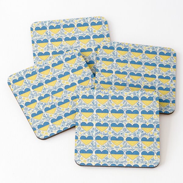 Item preview, Ornate Ukrainian Hearts: Blue and Yellow Flag Pattern for Solidarity and Peace. designed and sold by RGShirtWorks.
