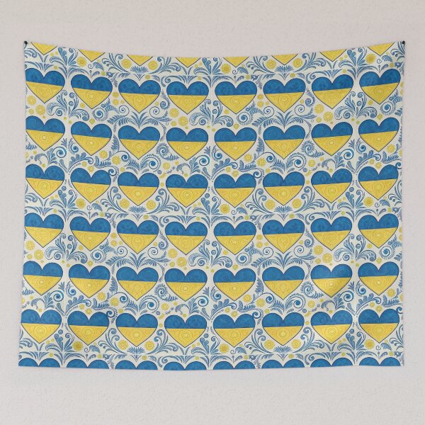 Item preview, Ornate Ukrainian Hearts: Blue and Yellow Flag Pattern for Solidarity and Peace. designed and sold by RGShirtWorks.