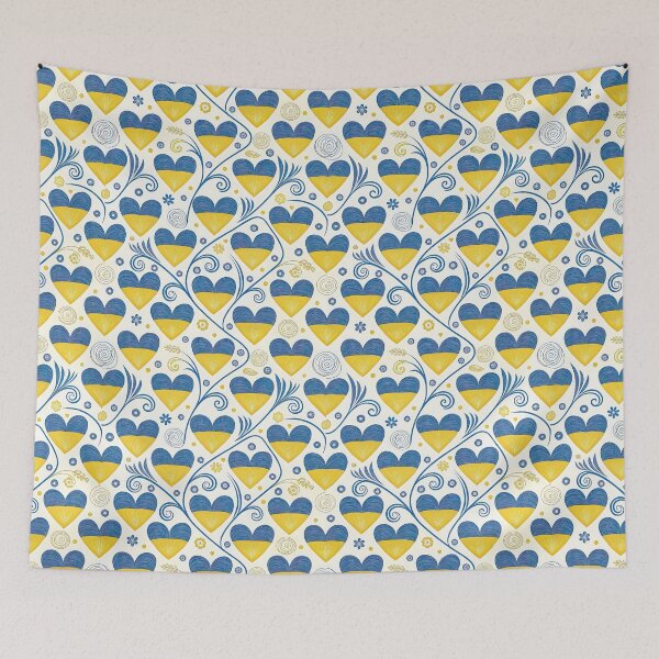 Item preview, Ukrainian Hearts Pattern: Blue and Yellow Flag Colors with Decorative Swirls. designed and sold by RGShirtWorks.