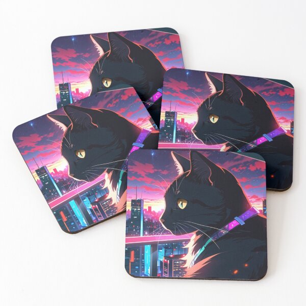 Item preview, Anime Cat in Neon Cyberpunk City designed and sold by Space-Galaxy.