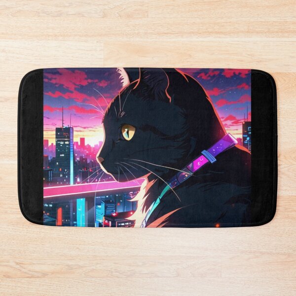 Item preview, Anime Cat in Neon Cyberpunk City designed and sold by Space-Galaxy.