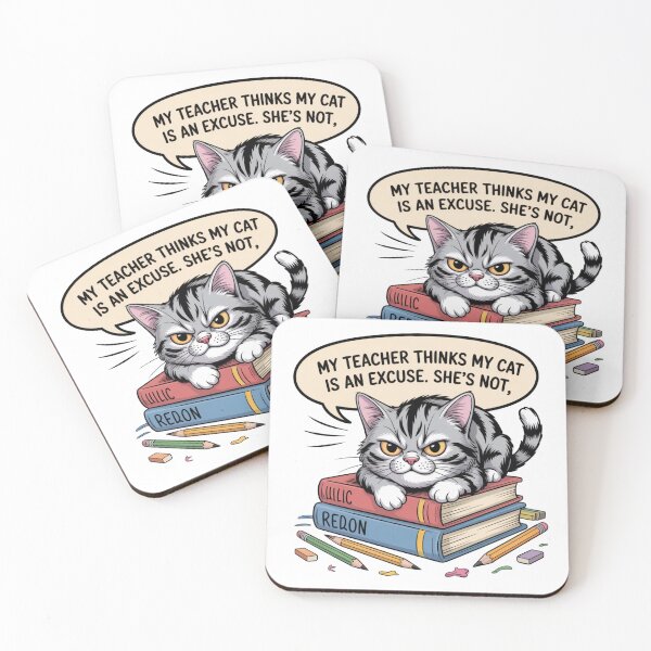 Item preview, My Teacher Thinks My Cat Is an Excuse Funny Back to School Cat Quote Sticker  designed and sold by podlook.