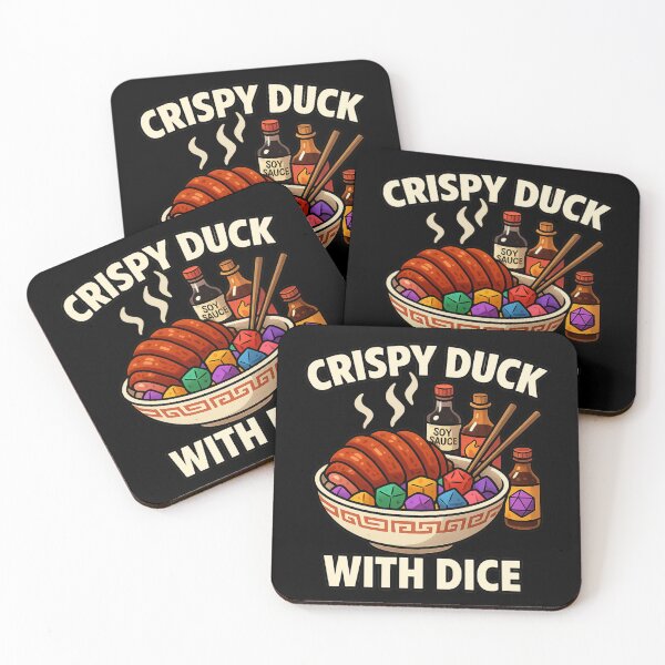 Item preview, Crispy duck with delicious cubes - Nerdy food humor designed and sold by Wuerfelfuchs.